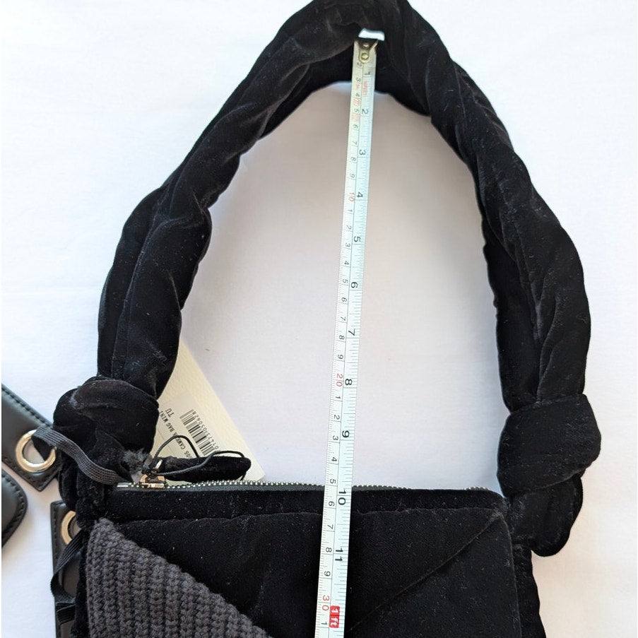 NWT Sonia Rykiel Black Camera Velvet Logo Mini Bag Adjustable Strap
