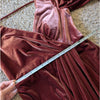 Reverly Vera Velvet V neck Long Sleeve Front Slit Wrap Maxi Dress, size 6