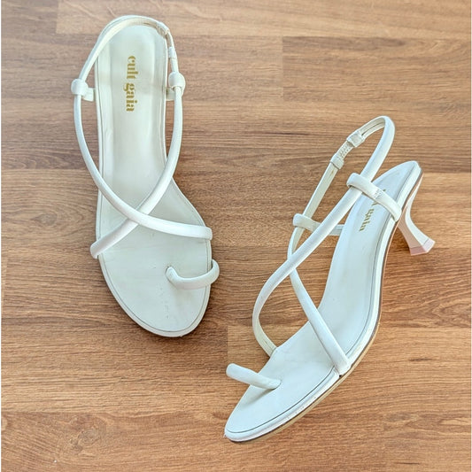 Cult Gaia White Leather Toe Loop Strappy Sandals Kitten Heel Womens EU 36 /US 6