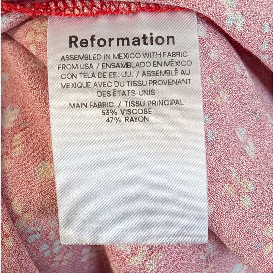 Reformation Zoe Red Floral A-line Midi Skirt Side Slit Size 0