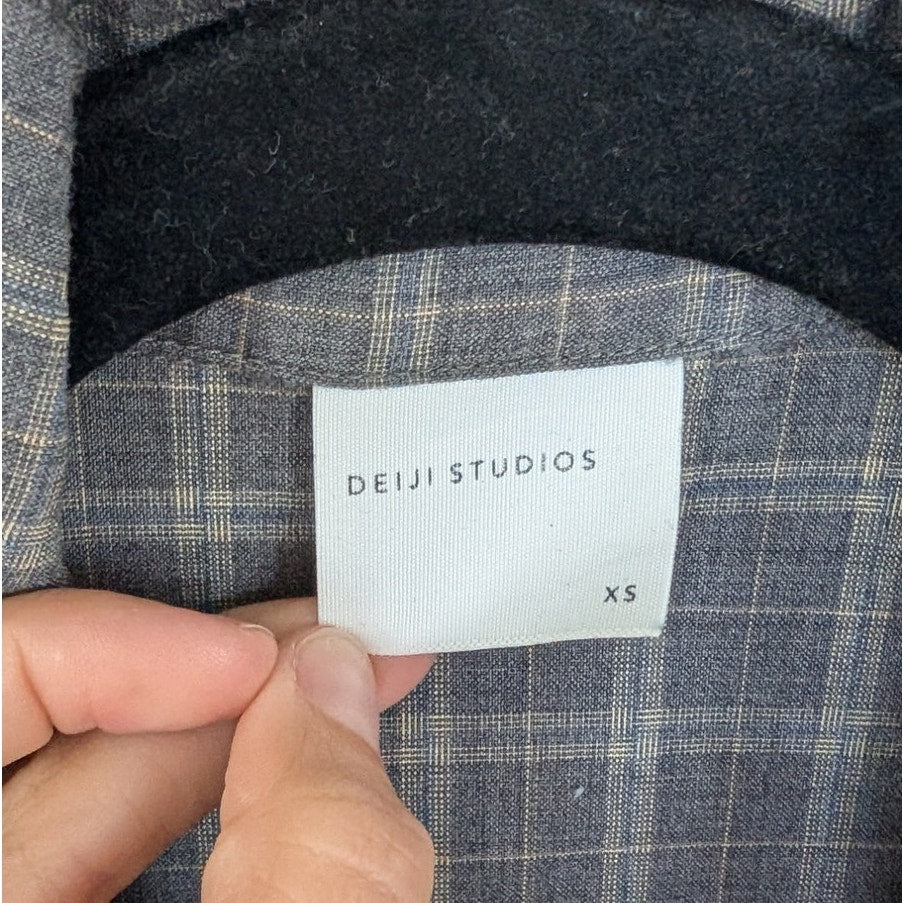 Deiji Studios Wool Check Shirt in Everyday Check Women's XS Gray Plaid Oversized