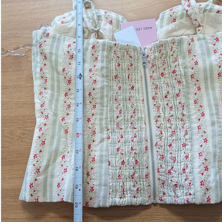 Avec Les Filles Sweetheart Neck Mini Bustier Top Womens L French Stripe NWT
