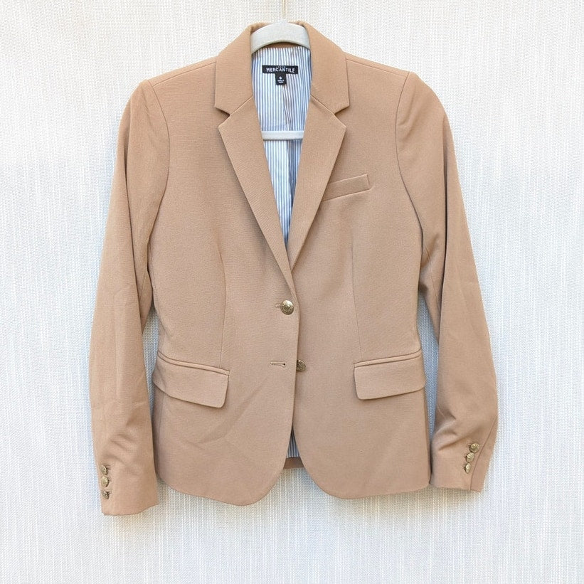 J.Crew Tan Mercantile Schoolboy Single-breasted Long Sleeve Blazer, size 0