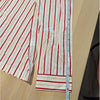 J.Crew Pajama Set in Cotton Poplin Womens M Ivory/Red Stripe Shirt & Pants NWOT