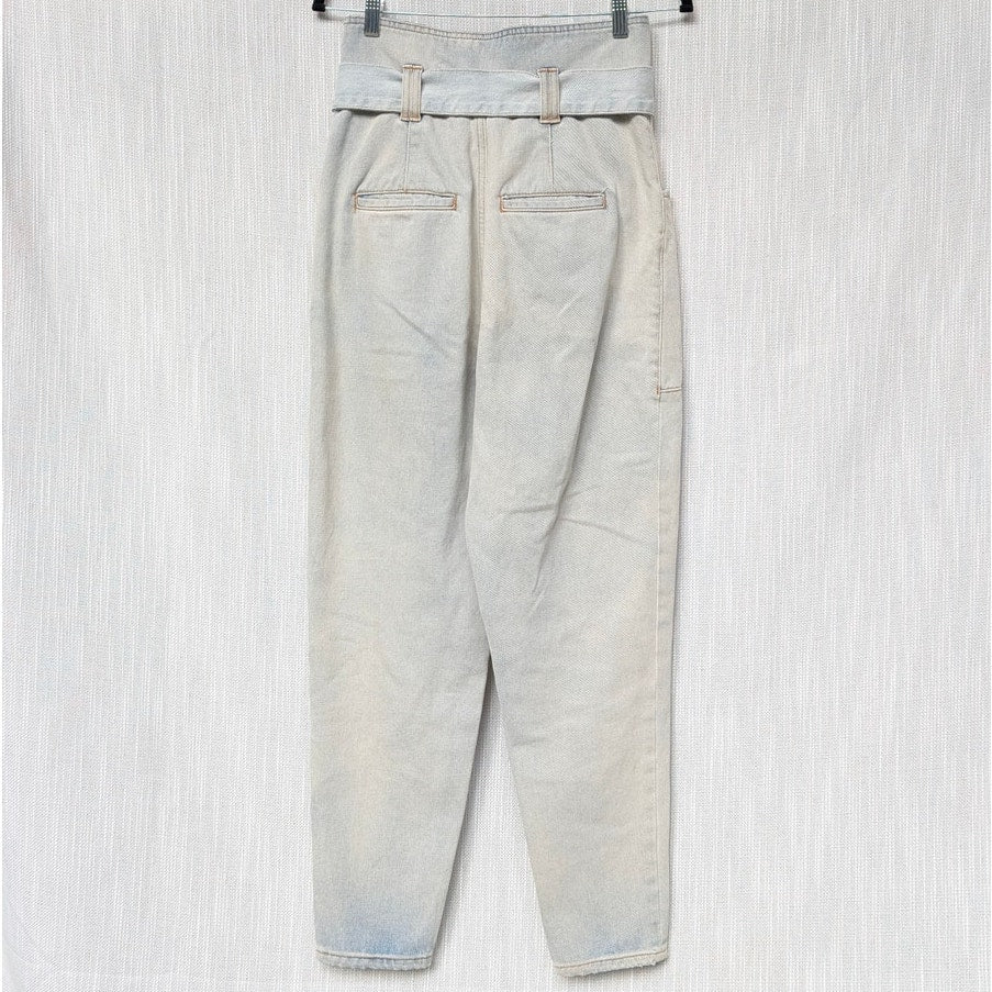 IRO Paris Vieno Denim Belted High Rise Tapered Leg Paperbag Jeans, size FR36/US4