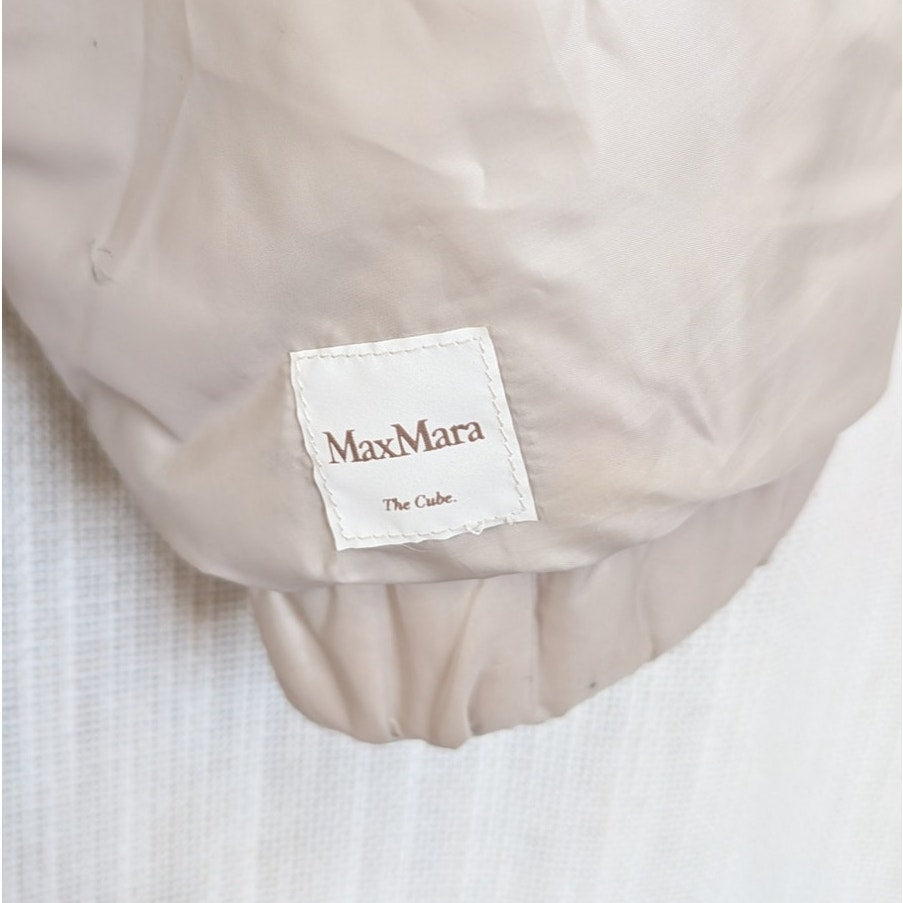 Max Mara Greenfe Oversized Down Jacket Womens 12 Ecru Cameluxe Straight Hooded