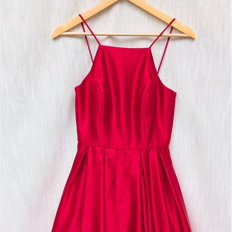 Avery G Red Ball Gown Prom Formal Evening Satin Long Sleeveless Dress, size 6