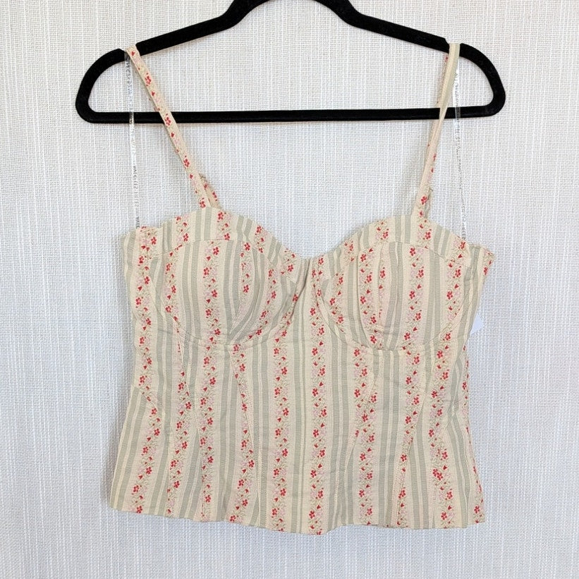 Avec Les Filles Sweetheart Neck Mini Bustier Top Womens L French Stripe NWT