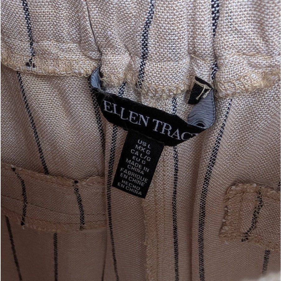 Ellen Tracy Linen-Blend Shirt and Linen-blend Cropped Cargo Pants, size L