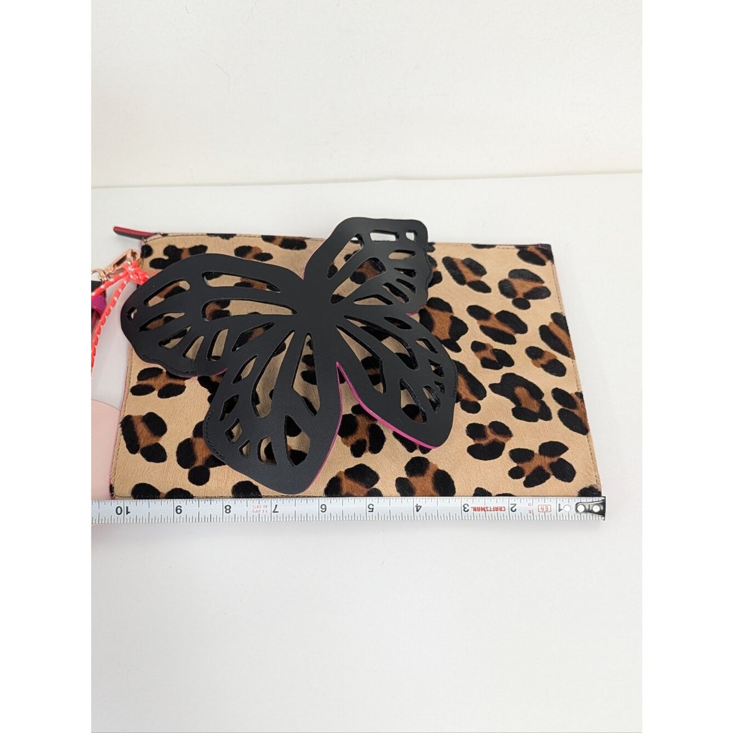 NWT Sophia Webster Flossy Leopard Fuchsia butterfly clutch