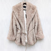 NWT JLuxLabel Ivory/Brown Soft Season Faux Fur Coat, size L/XL