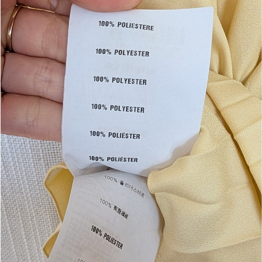 PRADA Pleated Short Sleeves Dress Womens IT40/S Yellow Crew Neck Knee Length