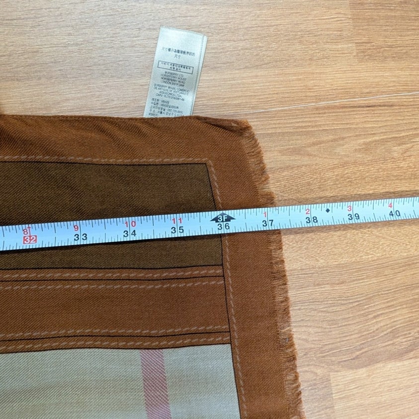 Burberry Brit Sheer Mega Check Cashmere Blend Scarf Brown Beige