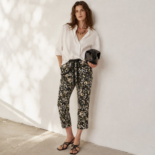 Marni Marken 100% Silk Crepe Trouser Womens 40/US4 Lawn Green High-rise Cropped