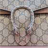 Gucci GG Dionysus Tiger Head  Canvas Shoulder Bag Womens Beige Logo Metal Chain
