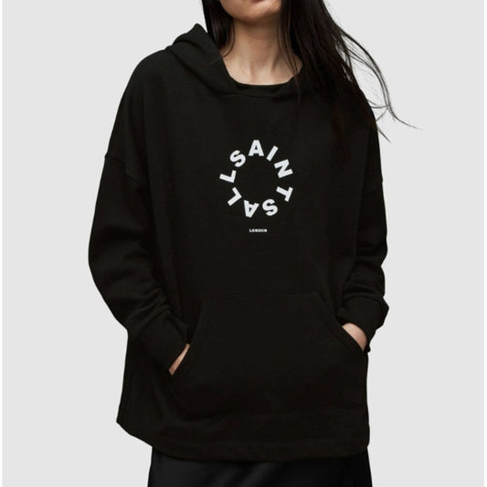 AllSaints Etienne Tierra Hoodie Unisex Womens Mens S Black Long Sleeve Logo