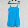 Gap Linen-Blend Bubble Mini Dress Womens M Tall Blue Sleeveless Square Neck