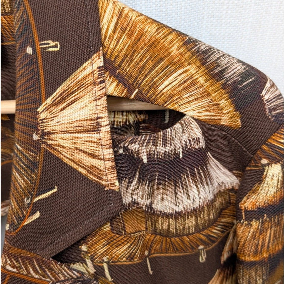 Farm Rio Shuhu Brown Cutout Single-breasted Long Sleeve Blazer Jacket, size L