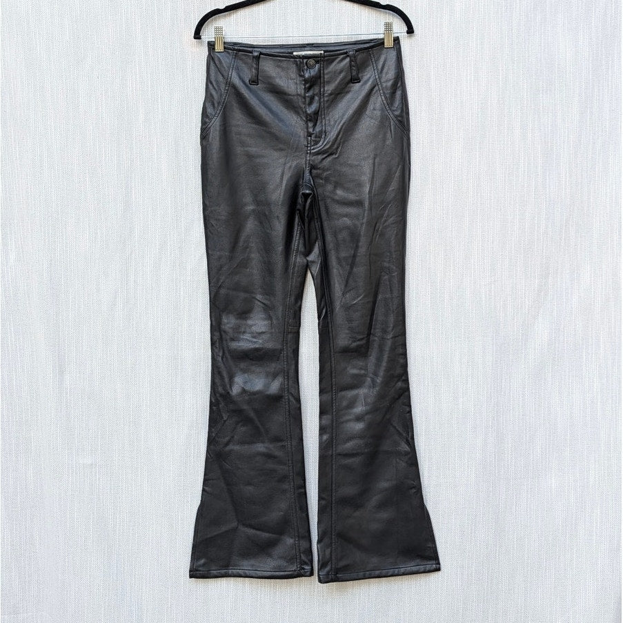 Free People We The Free Level Up Vegan Slit Slim Flare Jeans Womens 28 Black