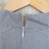 Akris Punto Blue/White Micro Striped Belted Midi Dress Womens 10 NWT