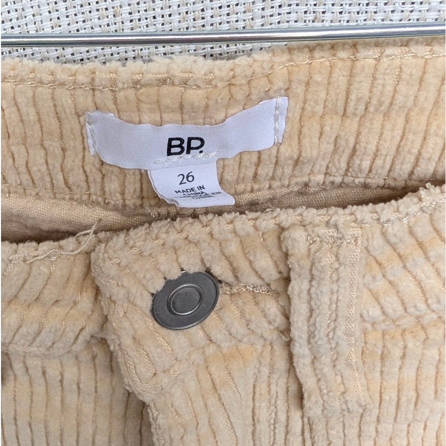 BP. Corduroy Cargo Pants Womens 26 Yellow High-rise Utility Wide Straight Leg