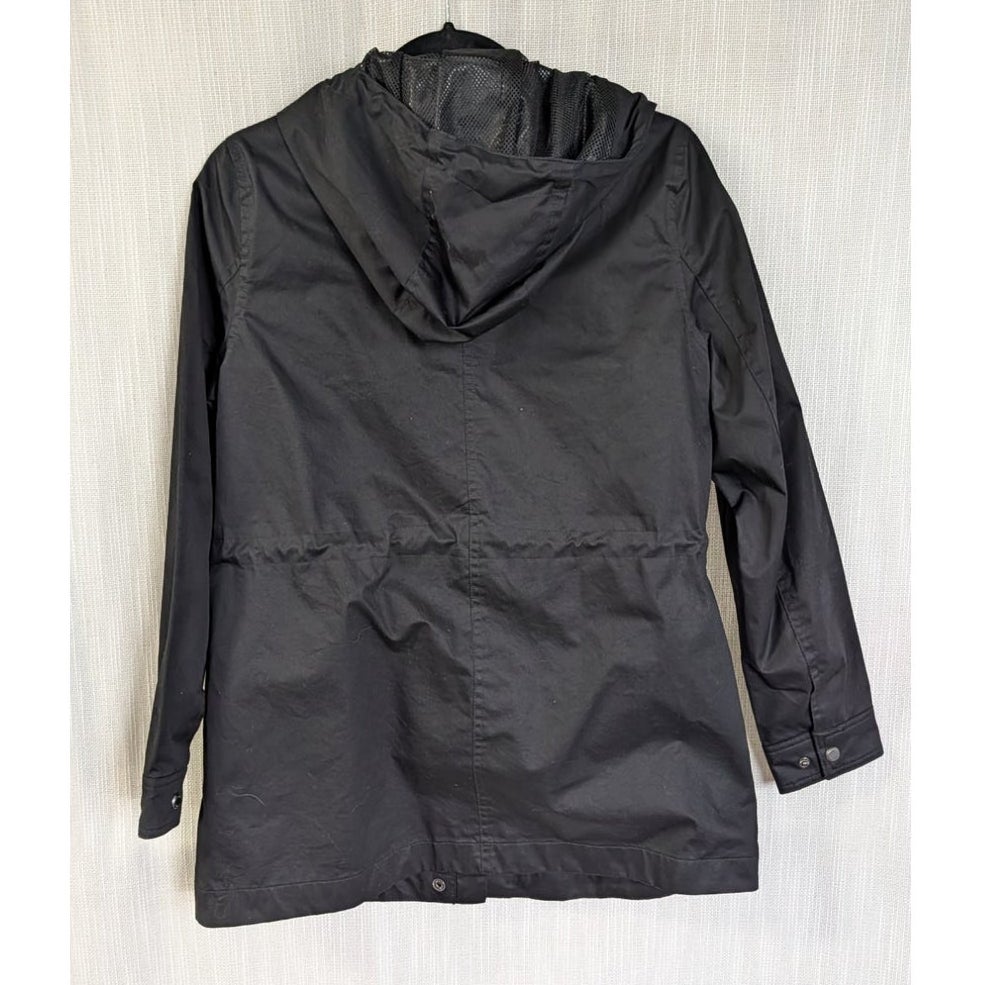 Hunter Hooded Long Sleeve Logo Rain Jacket Parka Black XS