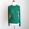 Lauren Ralph Lauren Green Cable Knit Cotton Long Sleeve Sweater, size S