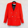 Zara Blazer Womens S Coral Tweed Gems Button Double-breasted Long Sleeve