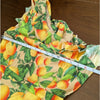 FARM Rio Orange Sands Citrus Print One Shoulder Linen Blend Mini Dress, size M