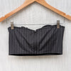 AFRM Charcoal White Pinstripe KIKO Strapless Crop Top, size S