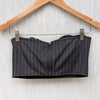 AFRM Charcoal White Pinstripe KIKO Strapless Crop Top, size S