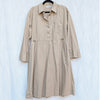 JW Anderson x Uniqlo Shirt Dress Womens S Beige Cotton Drawstring Waist Casual