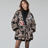 Katya Dobryakova Cat Appliqué Metallic Kimono Bomber Jacket M