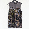 H&M Edition Dress Womens S  Sequin Beaded Sheer High Neck Sleeveless Sheath Mini