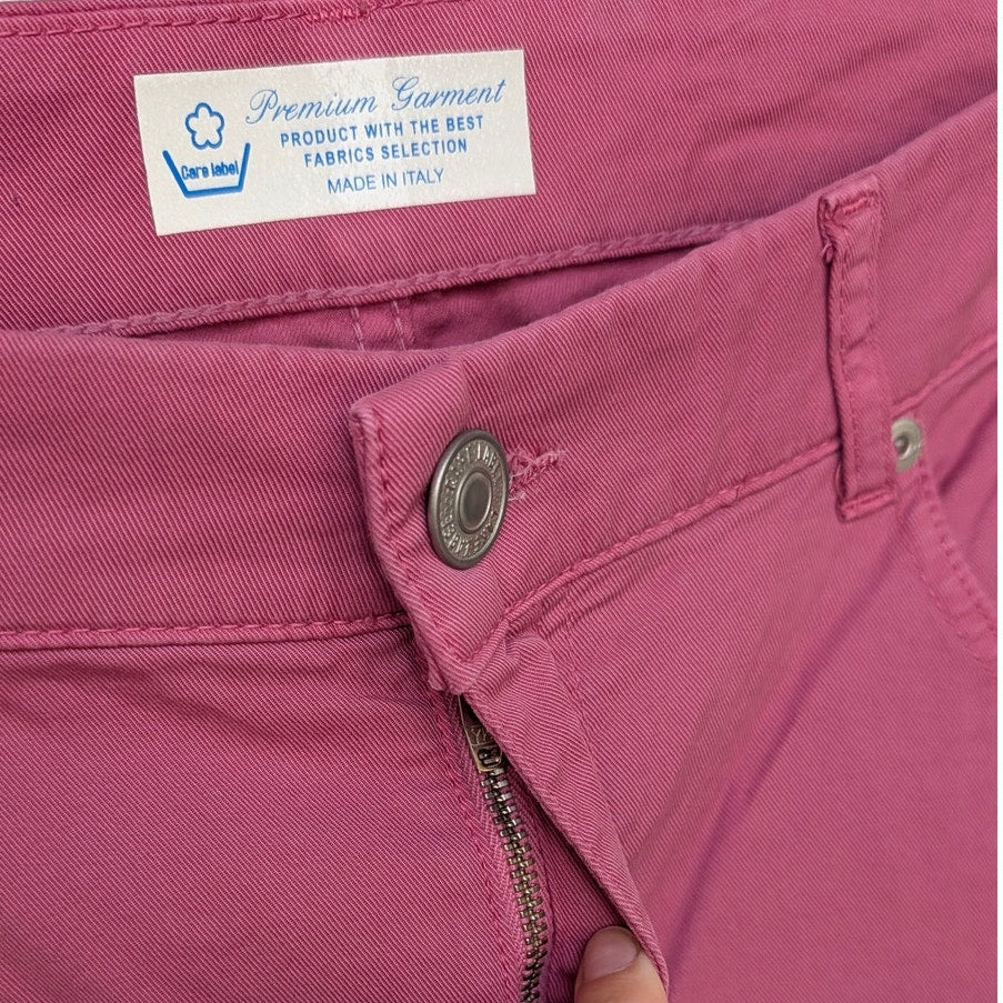 Care Label Cigar 137 Crossover Jean Womens 31 Fucsia Denim Straight Skinny NWT