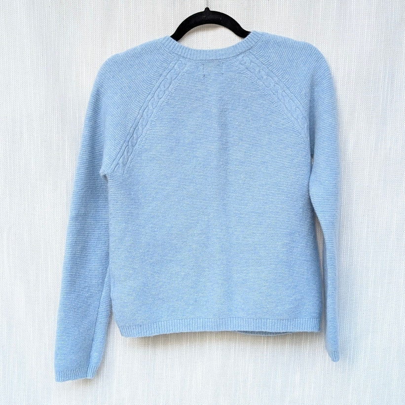 Heyton Blue Lambswool Blend Buttoned Long Sleeve Cardigan, size S