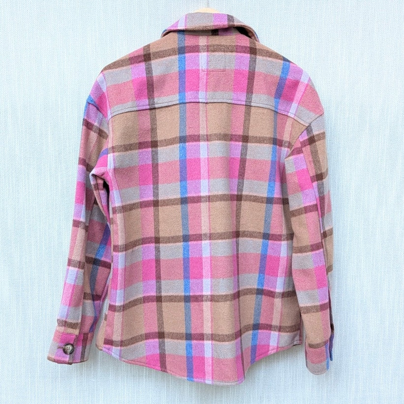 Anthropologie Avec Les Filles Ali Boxy Plaid Button Shirt Jacket Shacket, size S