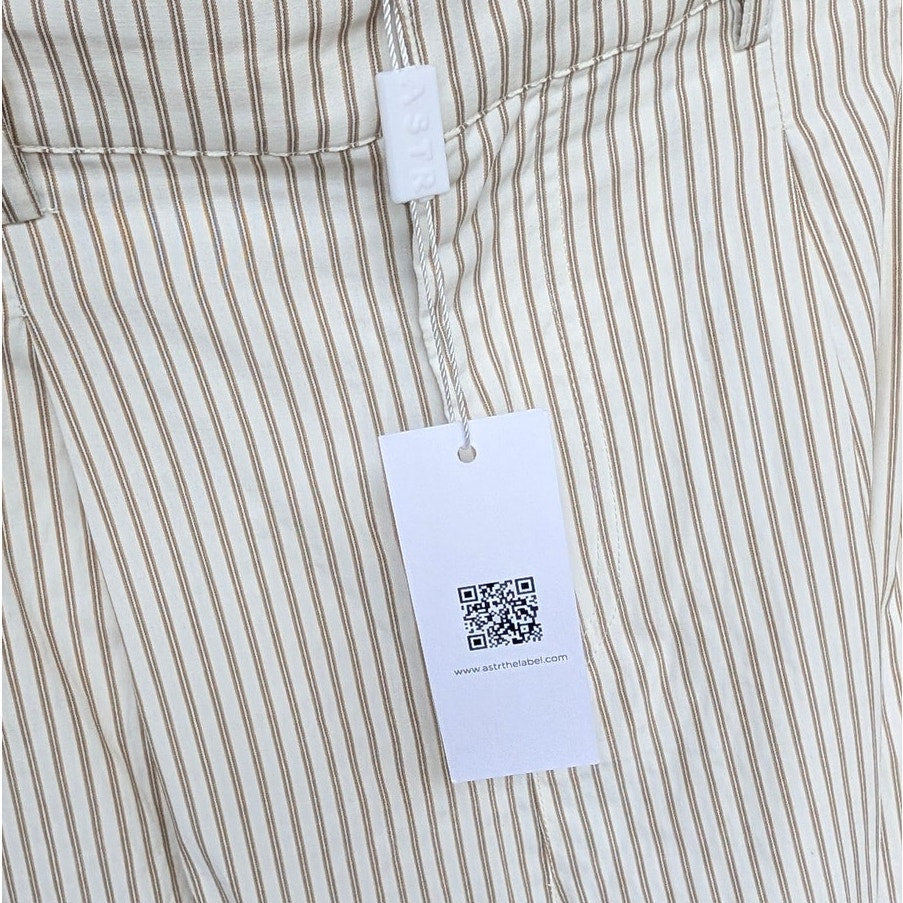 ASTR the Label Neha Pants Womens L Brown Striped High-rise Wide Leg NWT
