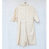 Lime Jumpsuit Womens S Ivory Linen Short Sleeve V-neck Zip Mid-thigh Catsuit