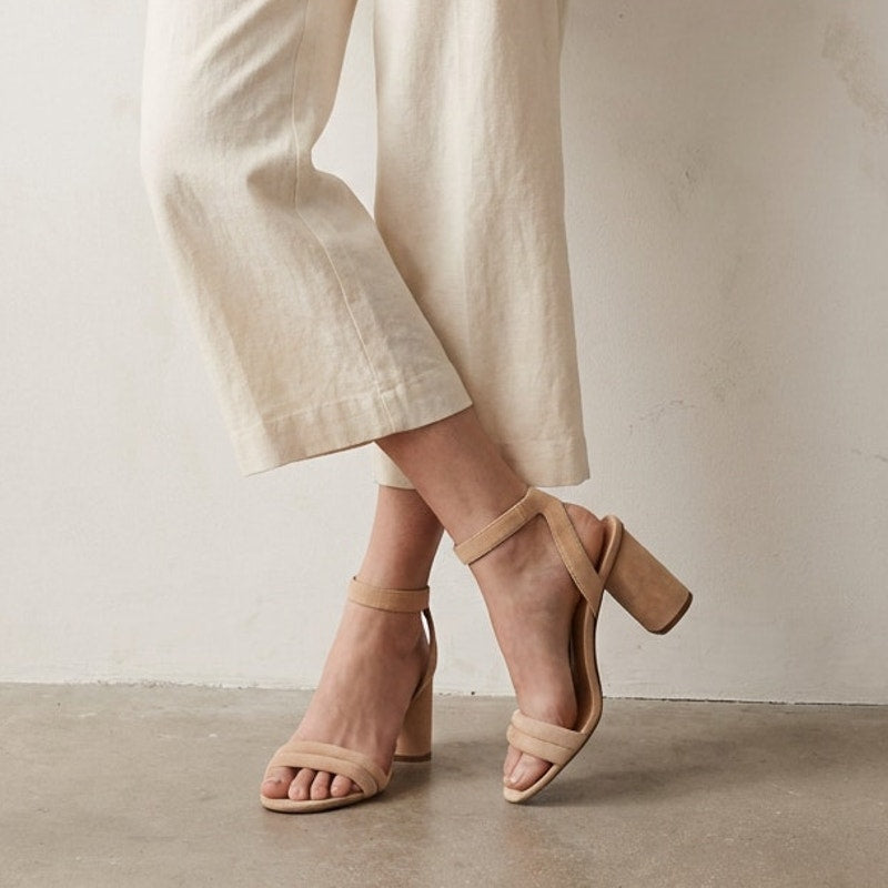 Madewell Rosalie Sand High-Heel Leather Suede Slingback Sandals, size 8