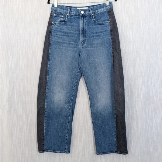 Mother The Half Pipe Flood Jeans Womens 28 Blue High-rise Wide Curved Leg