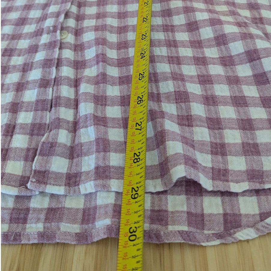 Hatch Boyfriend Purple Checked 100% Cotton Button-up Long Sleeve Shirt, size 4