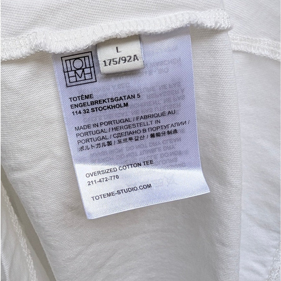 Totême Toteme Oversized Cotton Tee Womens L White Jersey Short Sleeve T-shirt