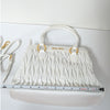 Miu Miu Matelassé Leather Handbag in White Quilted Logo Crossbody Strap