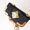 BCBGMaxAzria Black Nylon/Satin Clutch Bag With Gold Hardware
