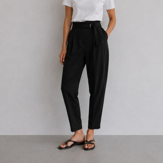 Brunello Cucinelli Luxury Wool Tailored Trousers with Monili Womens 8 Pleated