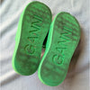 Ganni Green Rubber Round Open Toe Logo Slide Sandals, size EU39/US8