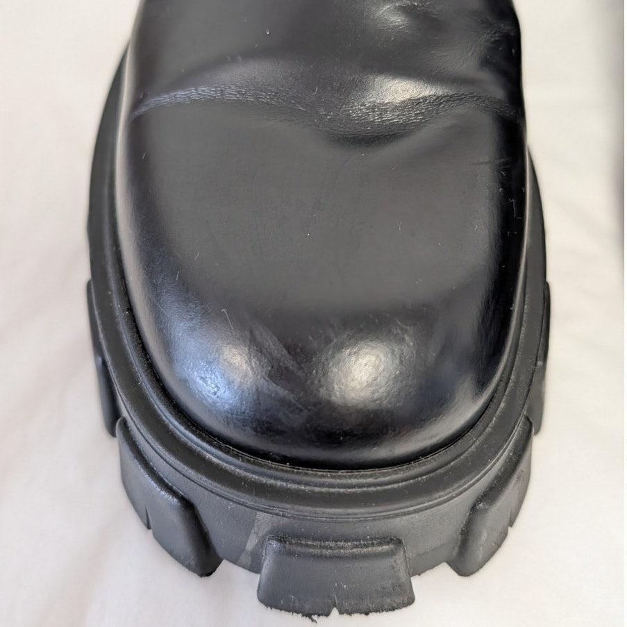 Prada Monolith Chelsea Leather Boots with Chunky Soles Womens EU 37.5/US 7.5