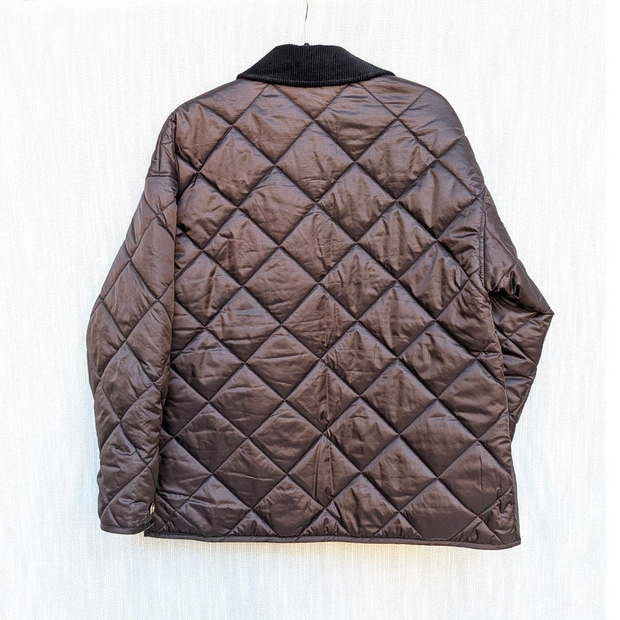 Anine Bing Luca Padded Jacket Womens S Deep Brown Utility Oversized Button Front