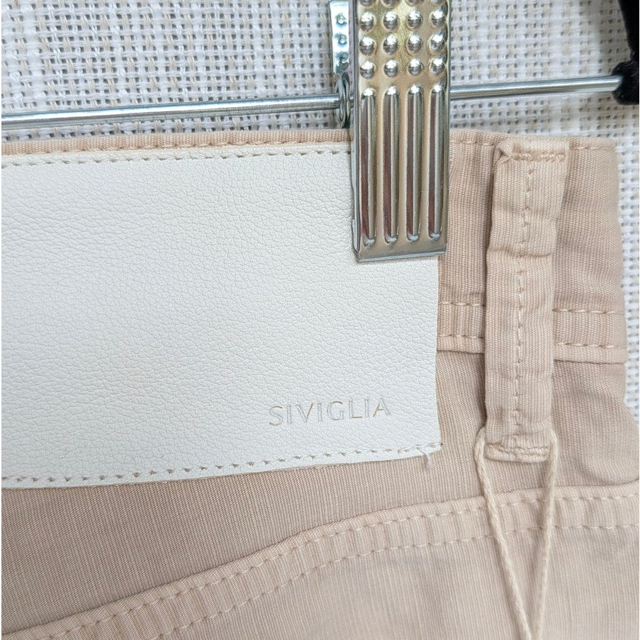 Siviglia Pantalone 5 Tasche Pants Mens 30 Tan Cotton Linen Mid-rise Slim Fit NWT